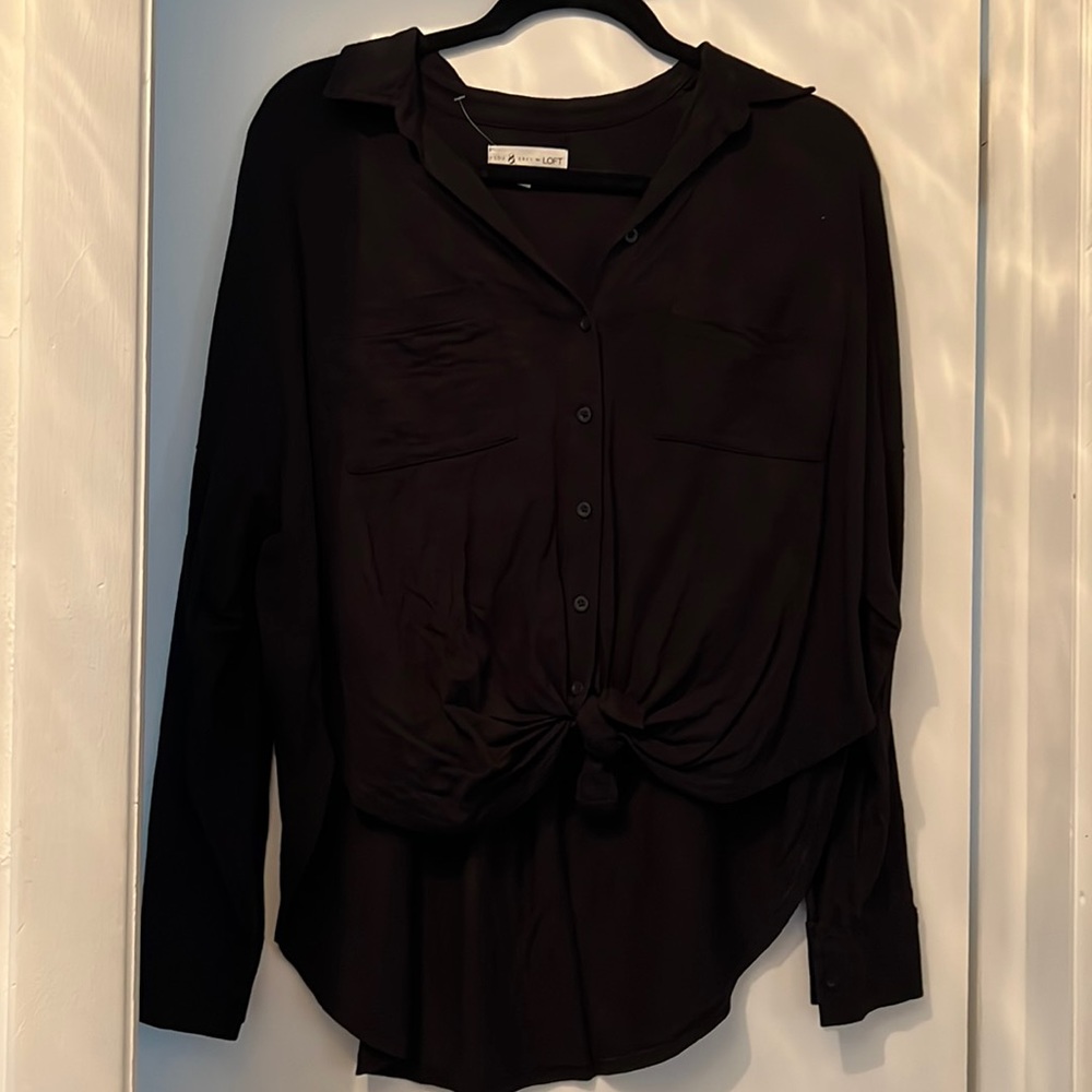Lou & Grey Cozy Button Up with Tie Front Option Size S